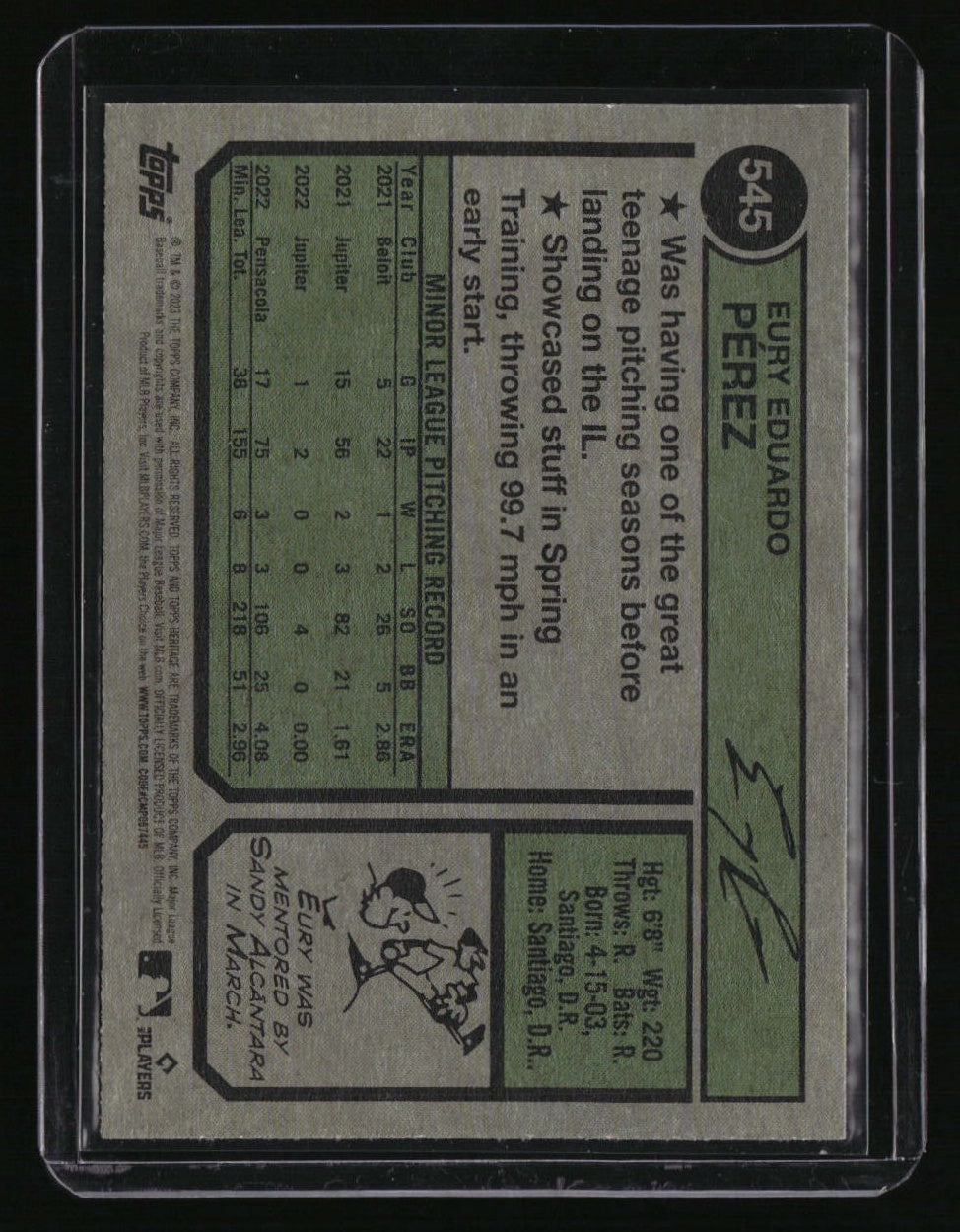 2023 Topps Heritage Eury PÃ©rez Black Border