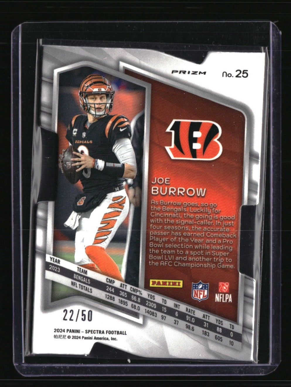 2024 Panini Spectra Joe Burrow Neon Blue Die Cut #/50