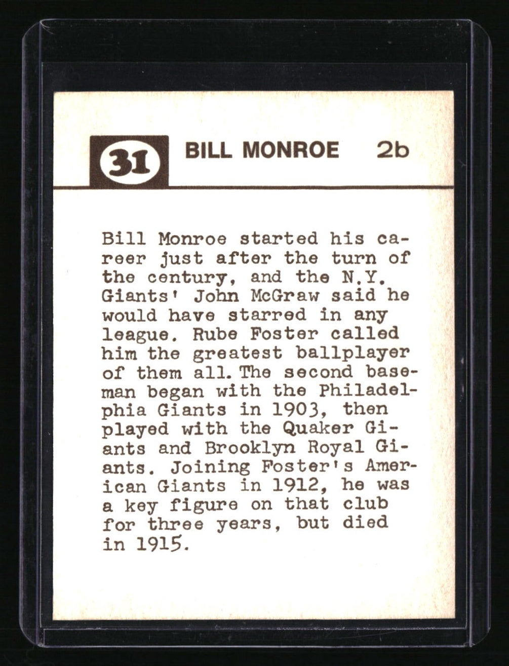 1974 Laughlin Old-Time Black Stars Bill Monroe