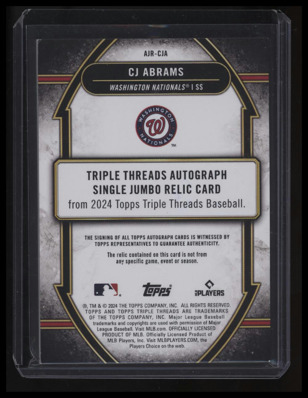 2024 Topps Triple Threads CJ Abrams Autograph Single Jumbo Relics #/99