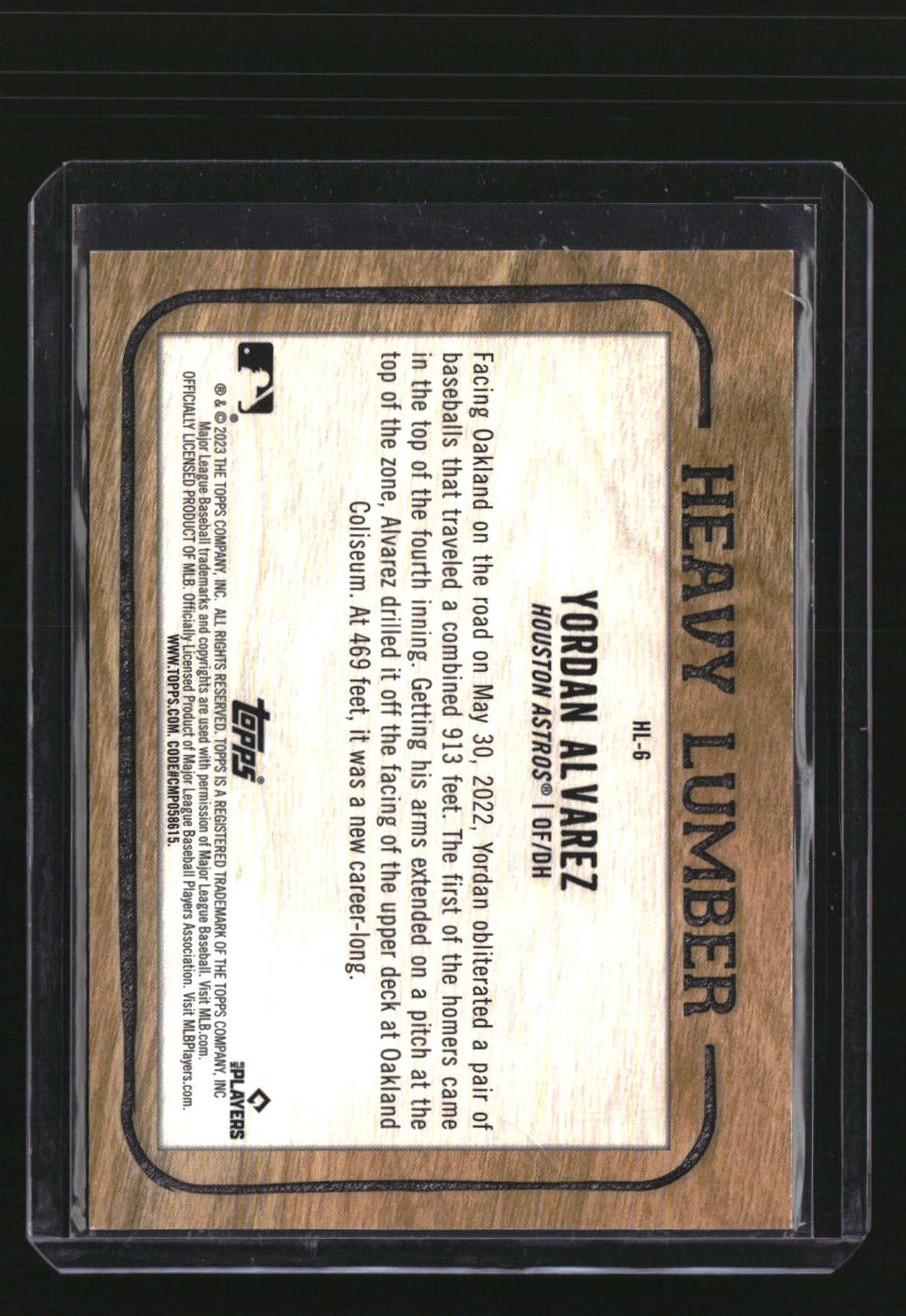 2023 Topps Yordan Alvarez Heavy Lumber