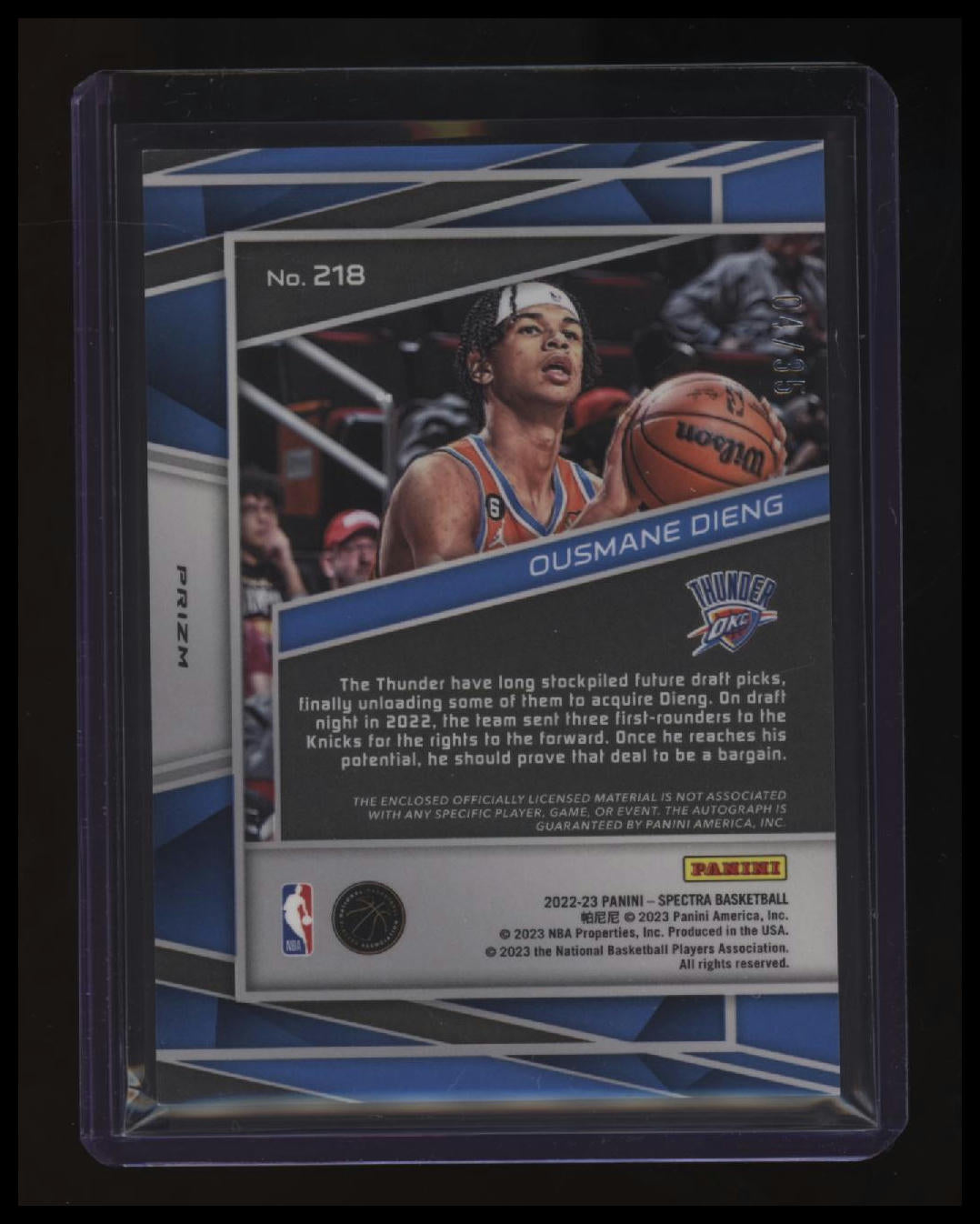 2022-23 Panini Spectra Ousmane Dieng Astral #/35 RPA