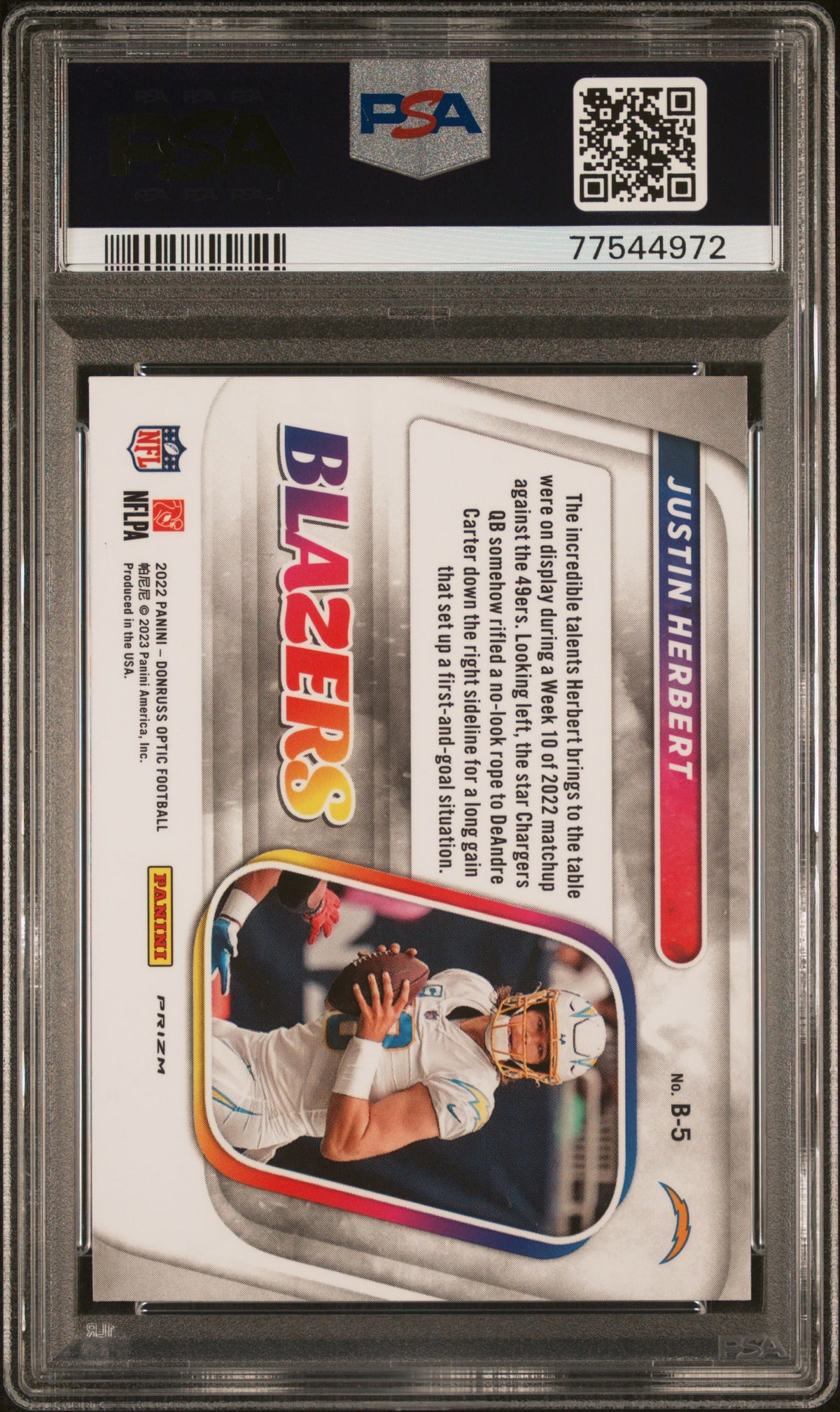 2022 Panini Donruss Optic Blazers Justin Herbert Blazers PSA 10