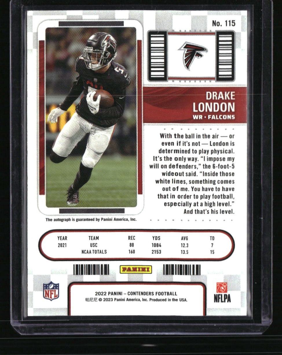 2022 Panini Contenders Drake London Rookie Ticket Auto
