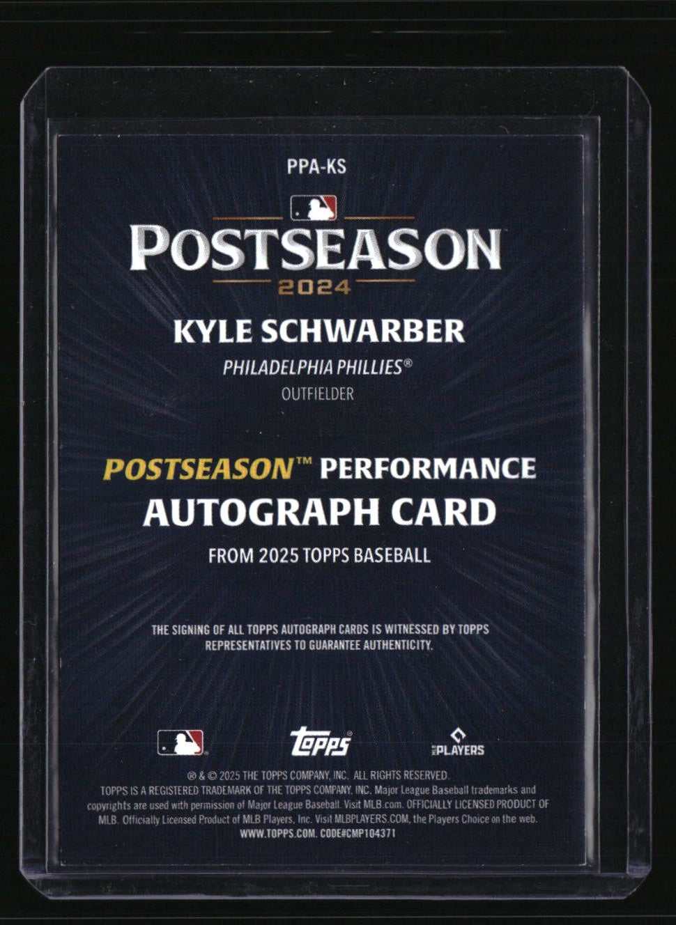2025 Topps Kyle Schwarber Postseason Performance Autographs #/50