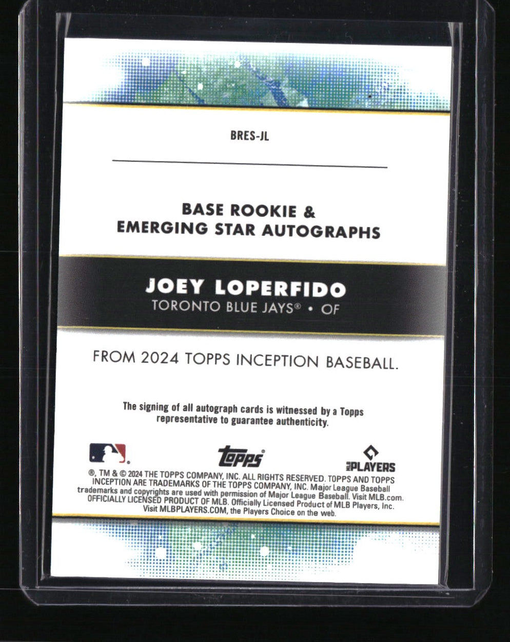 2024 Topps Inception Joey Loperfido Rookie and Emerging Star Autos Purple #/199