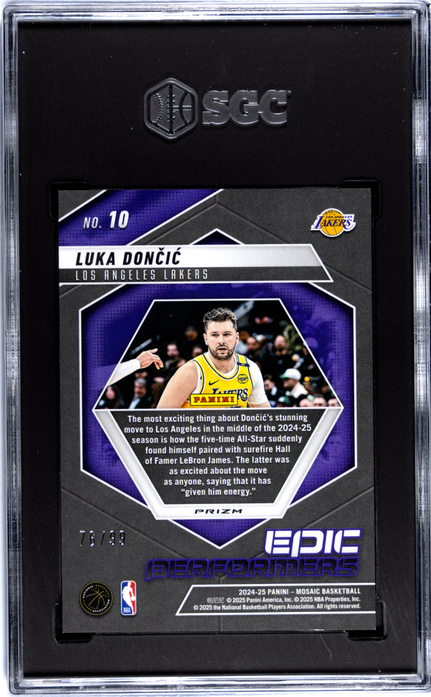 2024-25 Panini Mosaic Luka Doncic Epic Performers Yellow Reactive Prizm SGC 10