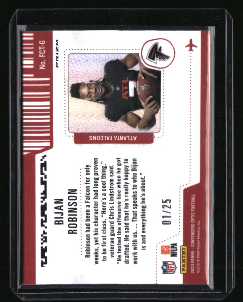 2023 Panini Contenders Optic Bijan Robinson First Class Ticket Black Scope #1/25