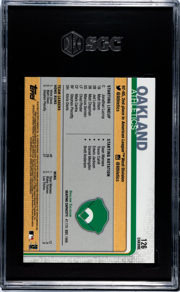 2019 Topps Chrome Sapphire Oakland Athletics SGC 10