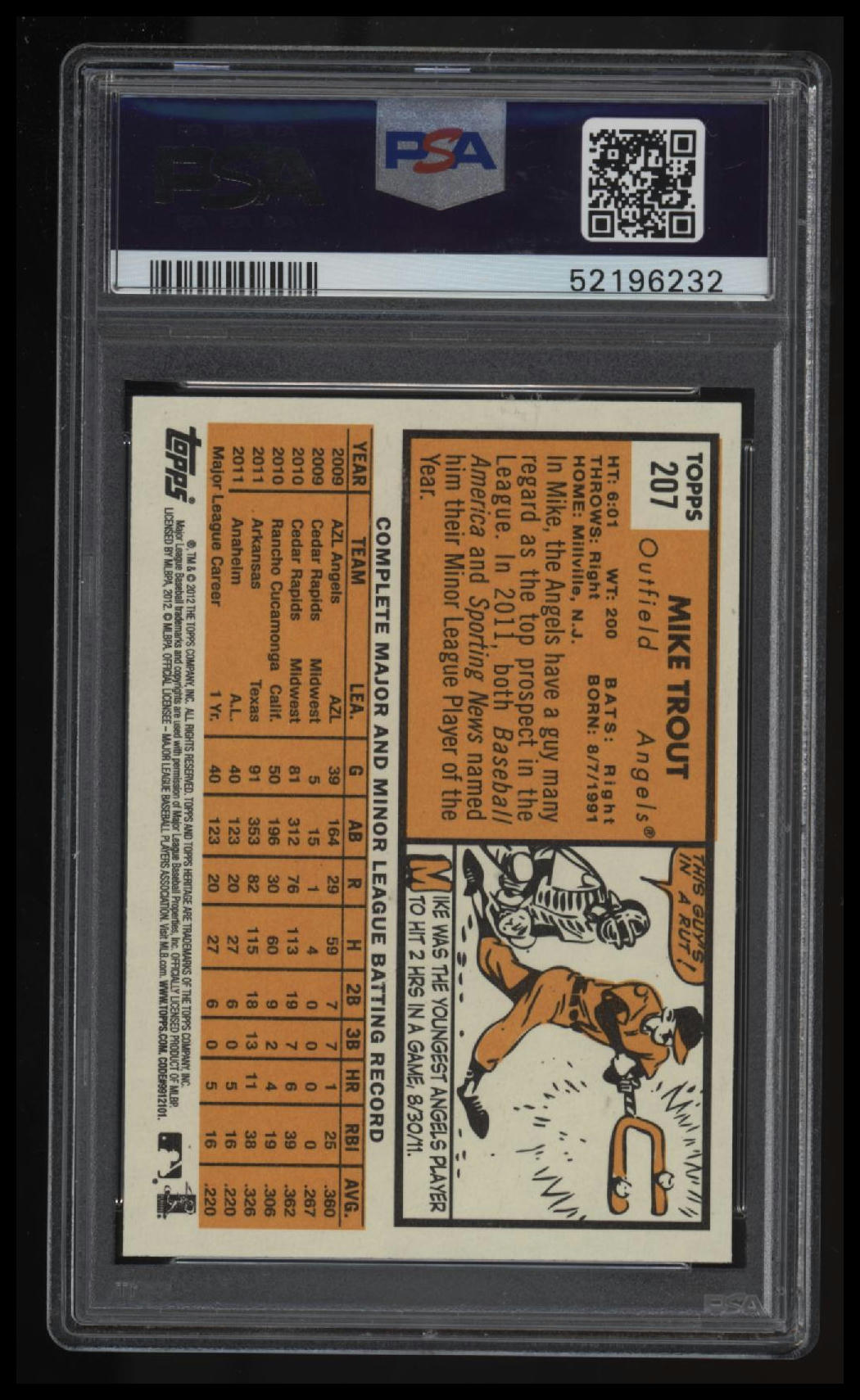 2012 Topps Heritage Mike Trout PSA 9