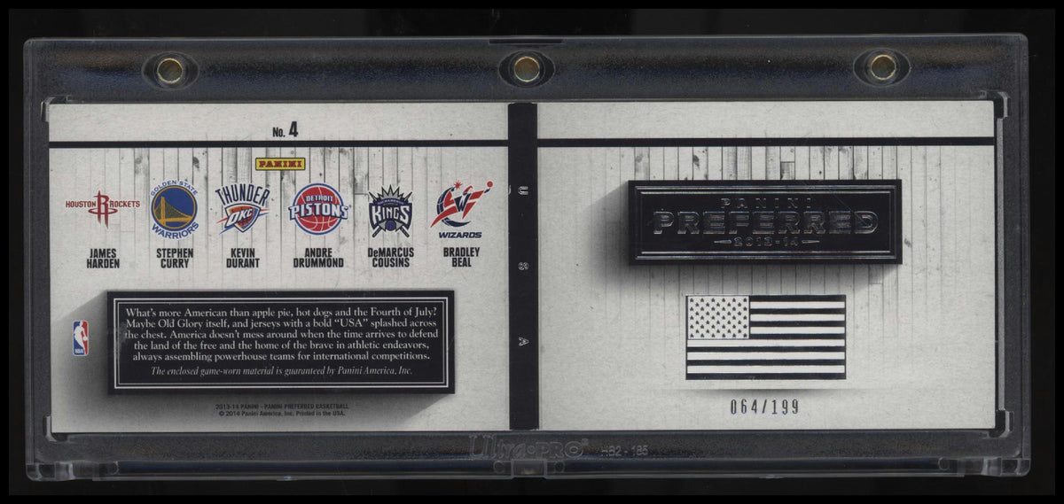 2013-14 Panini Preferred Curry, Harden, Durant, Beal, Drummond, Cousins USA