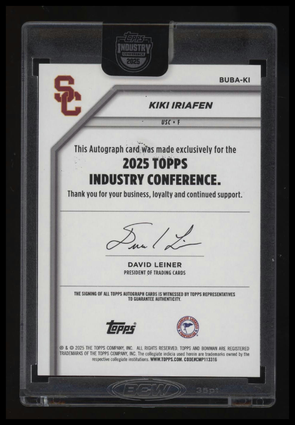 2025 Topps Industry Conference Kiki Iriafen #/15 Auto
