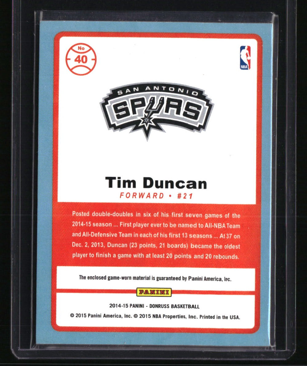 2014-15 Donruss Tim Duncan Game Threads