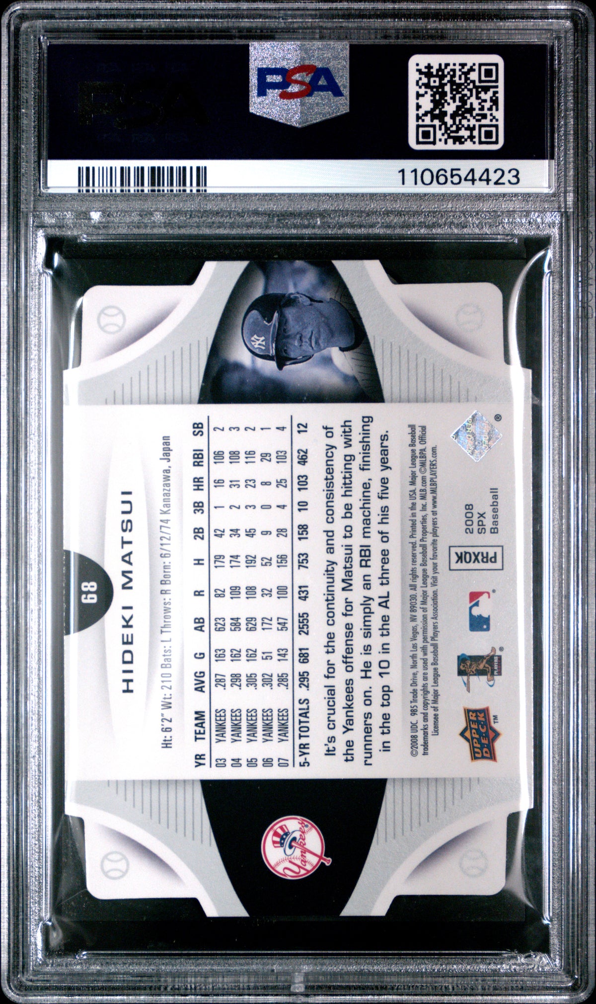 2008 Spx Hideki Matsui PSA 9