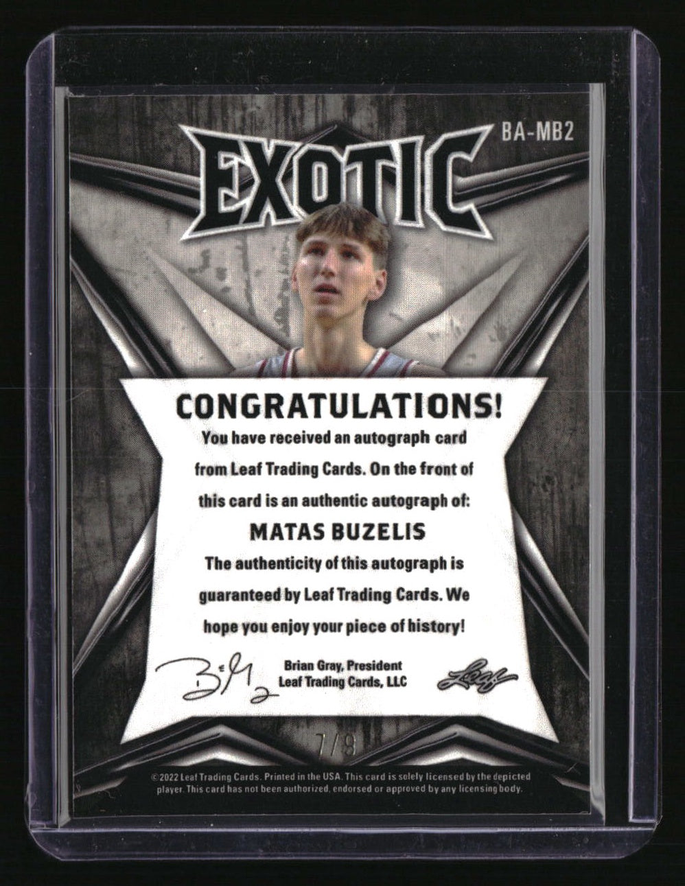 2022-23 Leaf Exotic - Diagonal Shimmer Snakeskin Matas Buzelis #/9