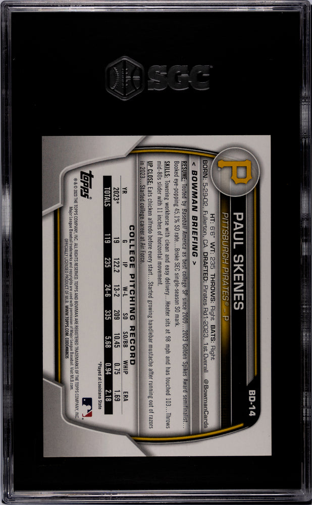 2023 Bowman Draft Paul Skenes SGC 10