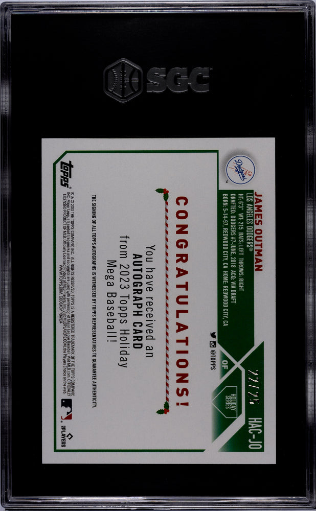 2023 Topps Holiday James Outman Auto. Red Metallic SGC 9