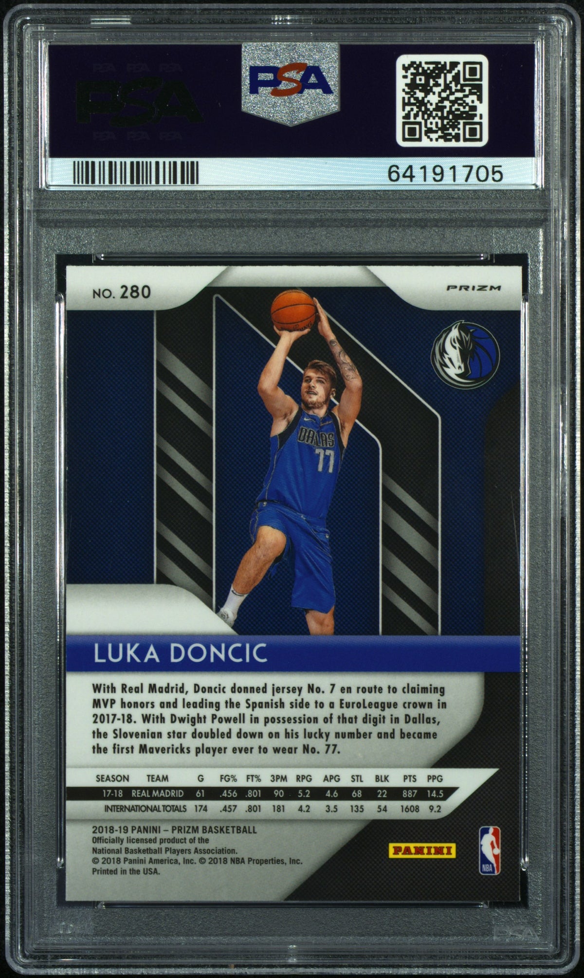 2018 Panini Prizm Luka Doncic Silver Prizm PSA 9