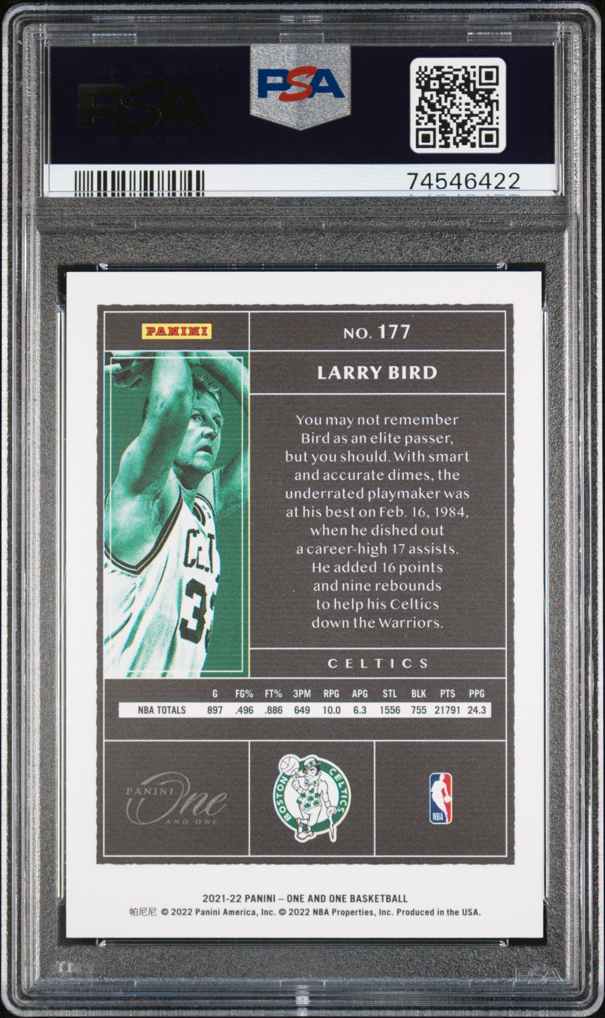2021 Panini One And One Larry Bird Green PSA 9