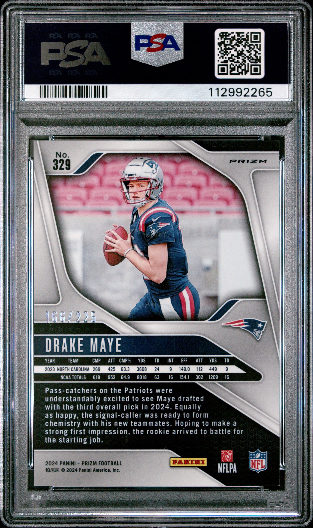 2024 Panini Prizm Drake Maye Purple Ice PSA 9