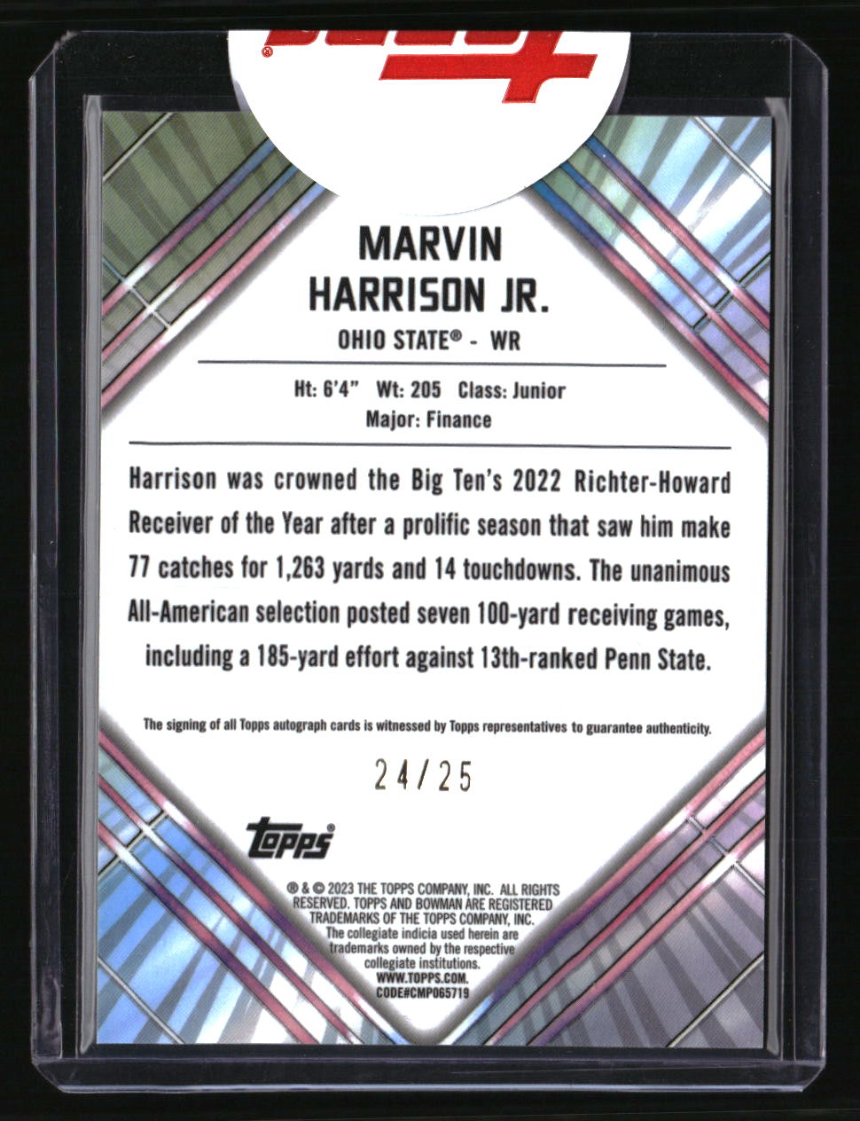 2023 Bowman U Chrome Marvin Harrison Jr. Early Risers Auto Orange Refractor