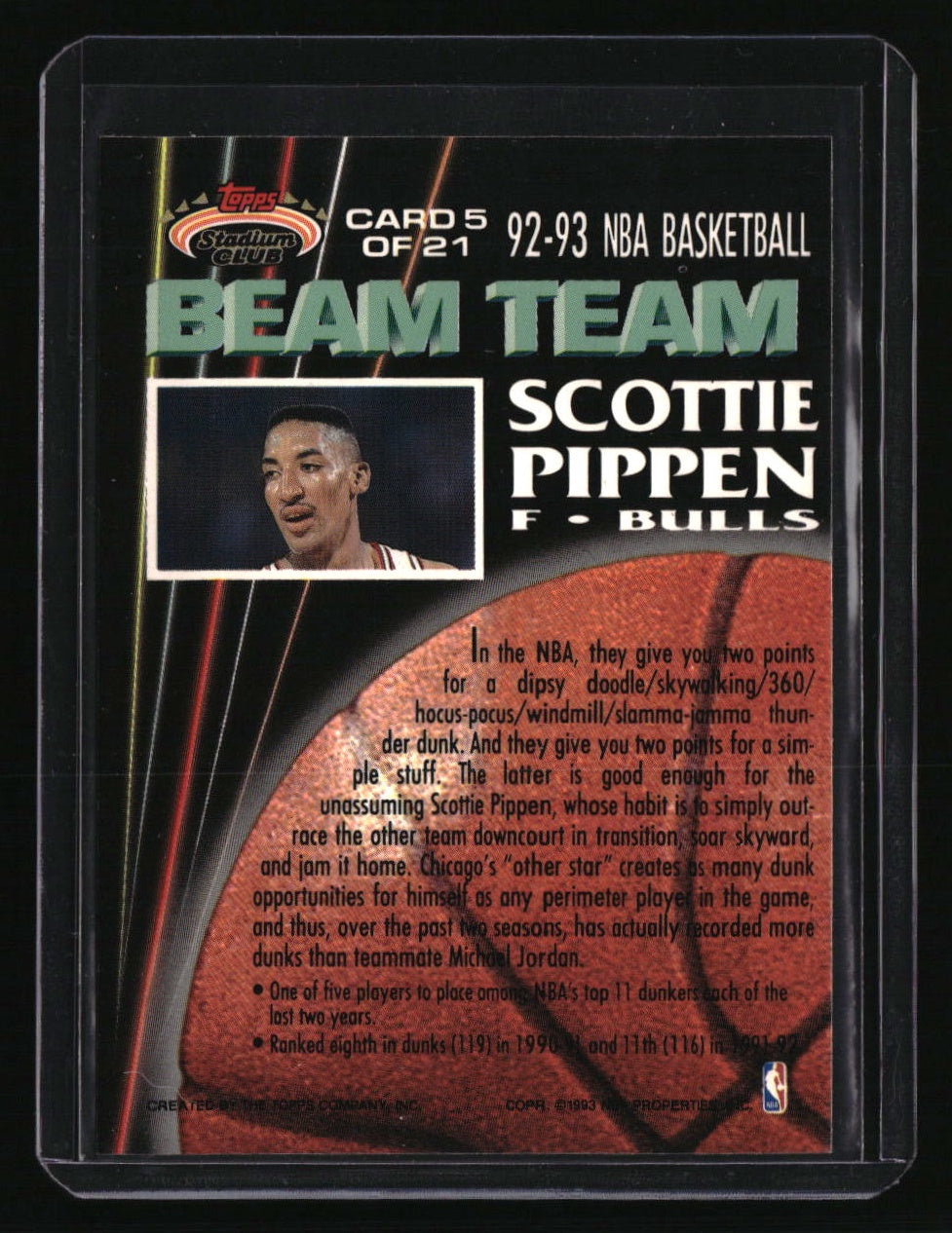 1992-93 Stadium Club Scottie Pippen Beam Team