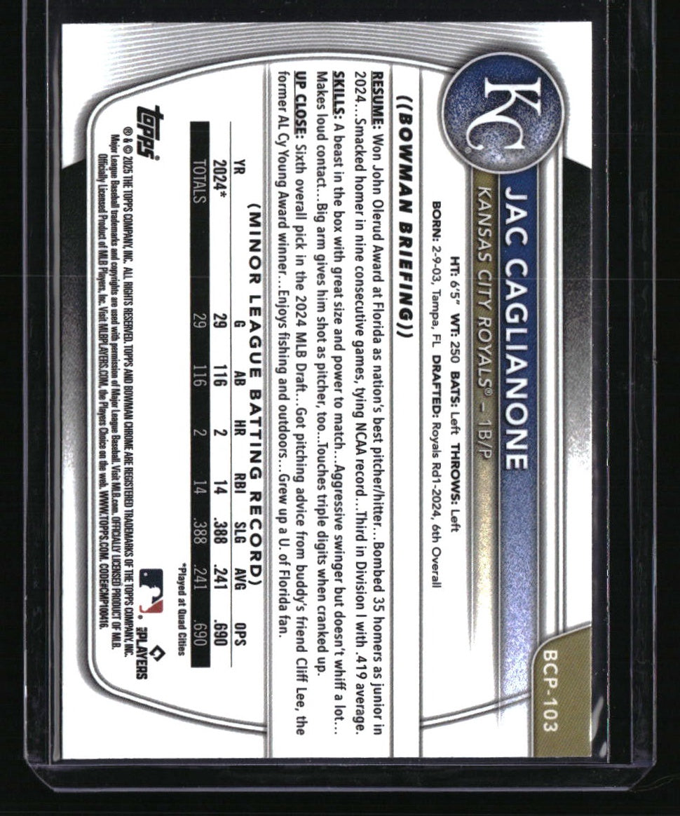 2025 Bowman Sapphire Edition Jac Caglianone