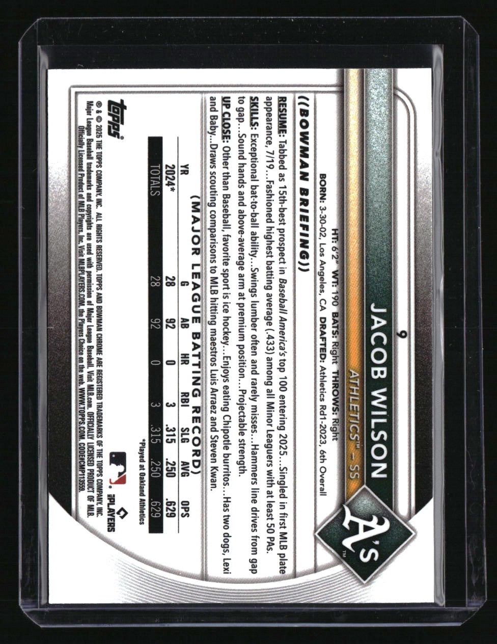 2025 Bowman Jacob Wilson Bowman Chrome Red Rookie Logo