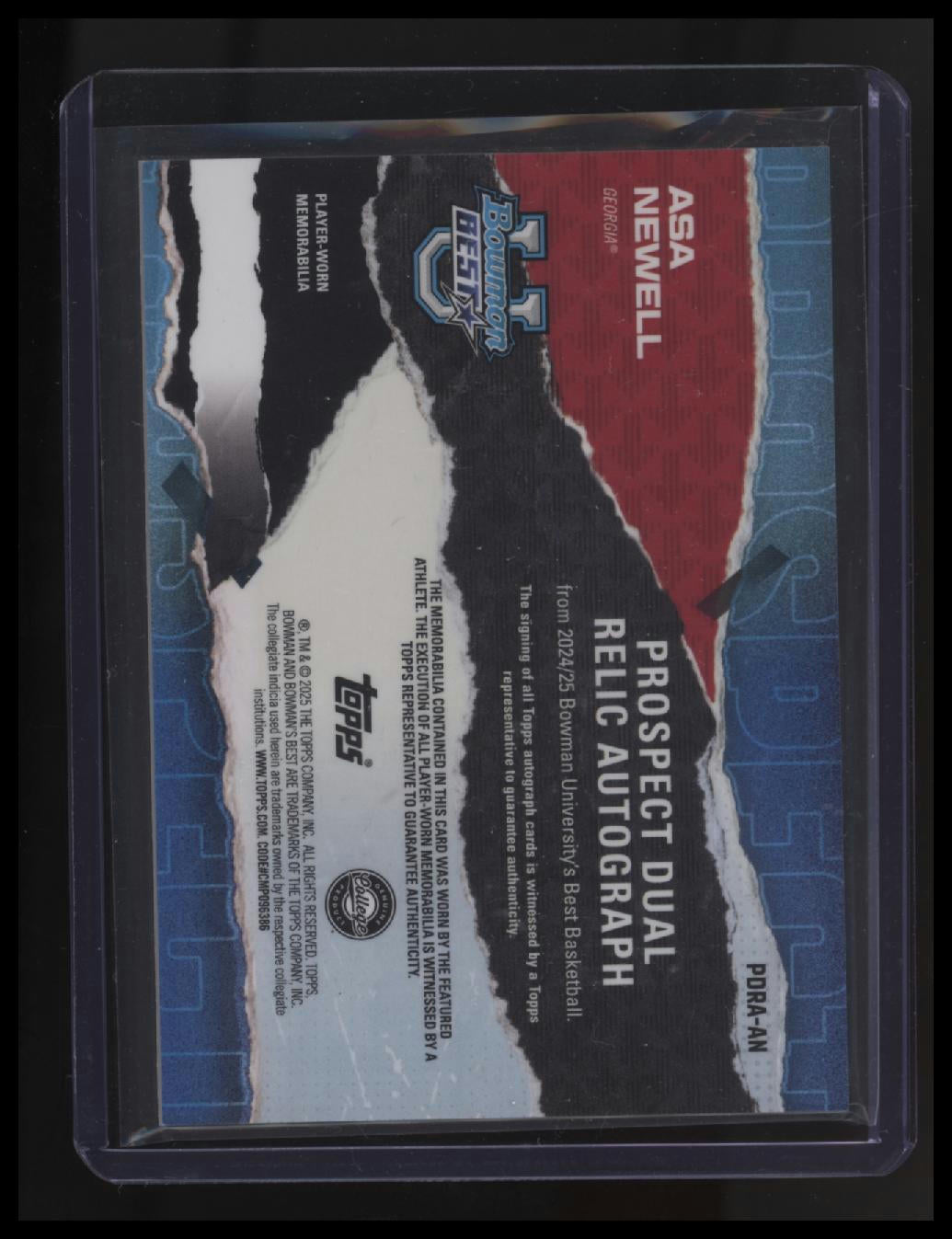 2024-25 Bowman&#39;s Best U Asa Newell Prospect Dual Relic Auto Orange Mini-Diamond