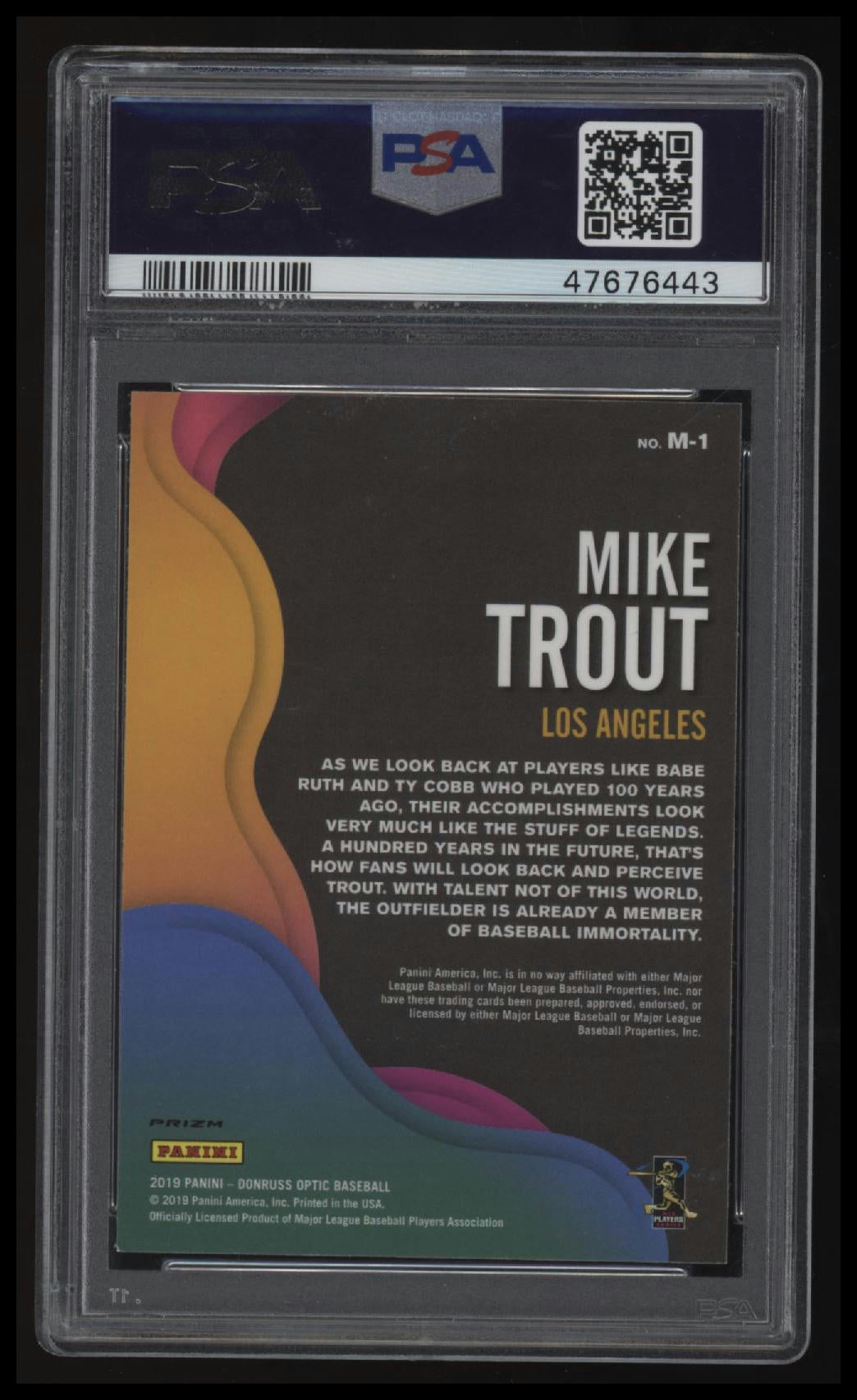 2019 Panini Donruss Optic Mythical Mike Trout Mythical-Holo PSA 10