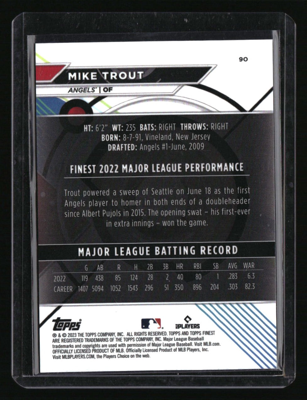 2023 Finest Mike Trout Rose Gold Refractor #/75