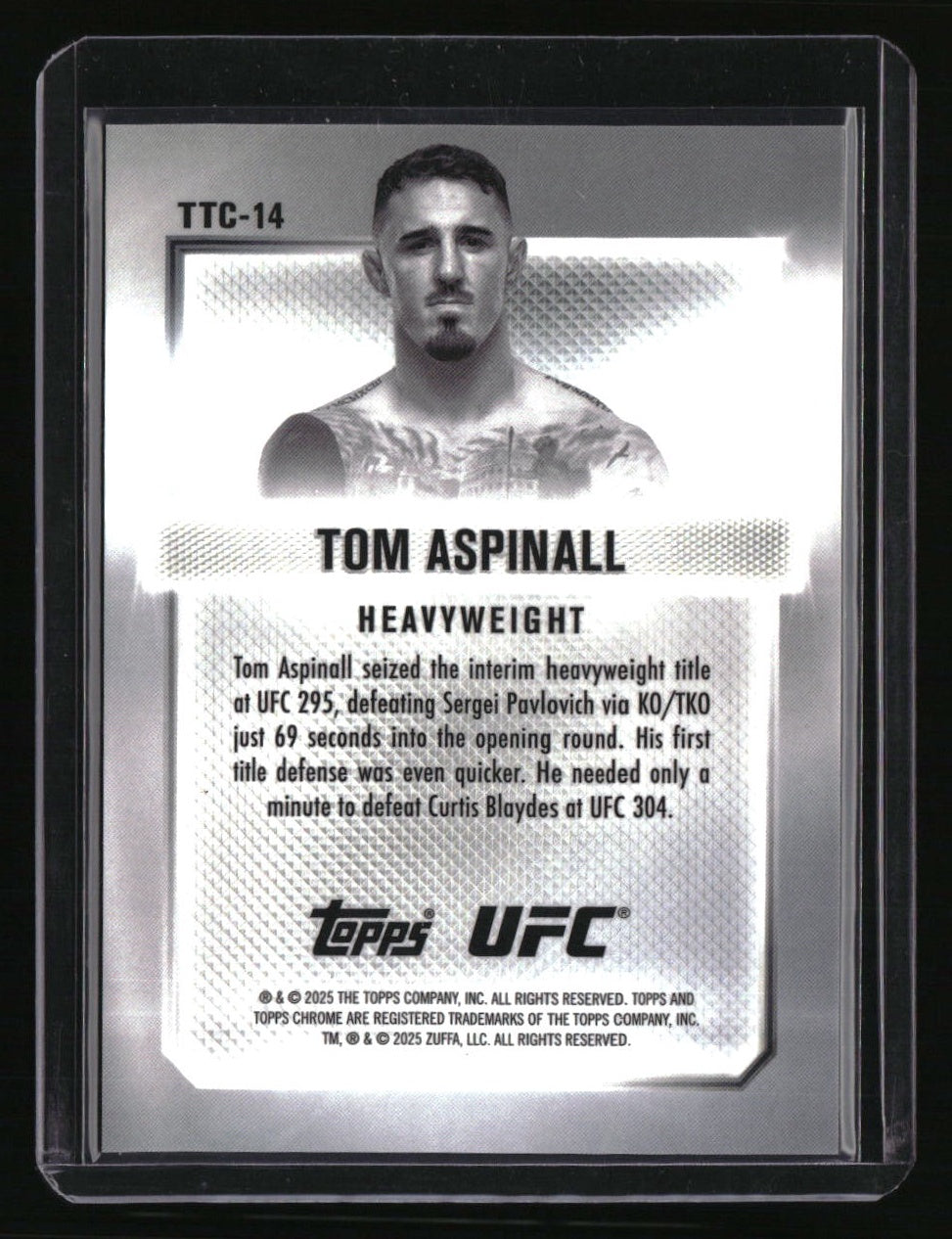 2025 Topps Chrome UFC Tom Aspinall Top of the Class Red White &amp; Blue #/88