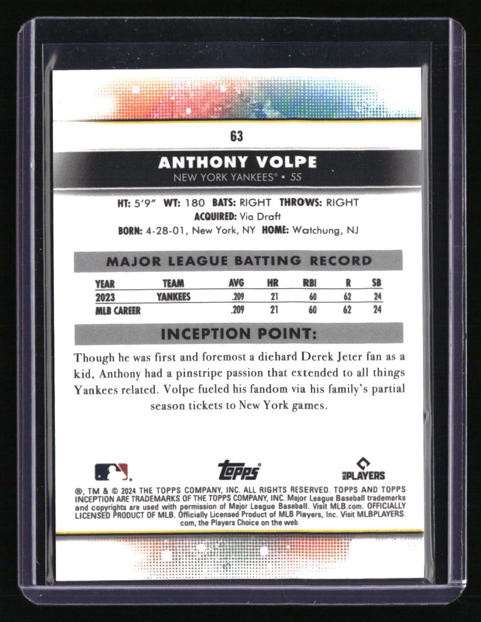 2024 Topps Inception Anthony Volpe Yellow #/199