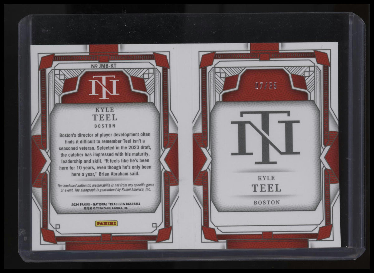 2024 National Treasures Kyle Teel Prospect Signature Material Booklet #/35