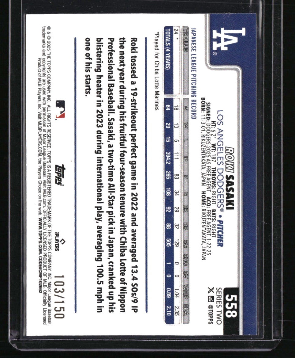 2025 Topps Roki Sasaki Blue Foil #/150