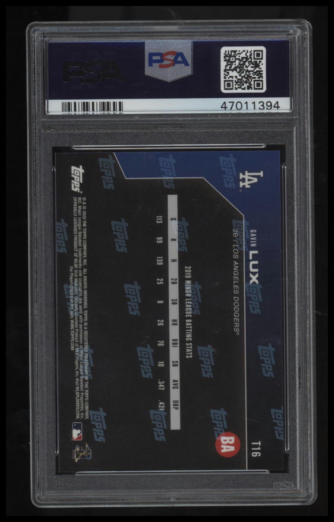 2020 Bowman Next Baseball America&#39;s Top 100 Prospects Gavin Lux PSA 10