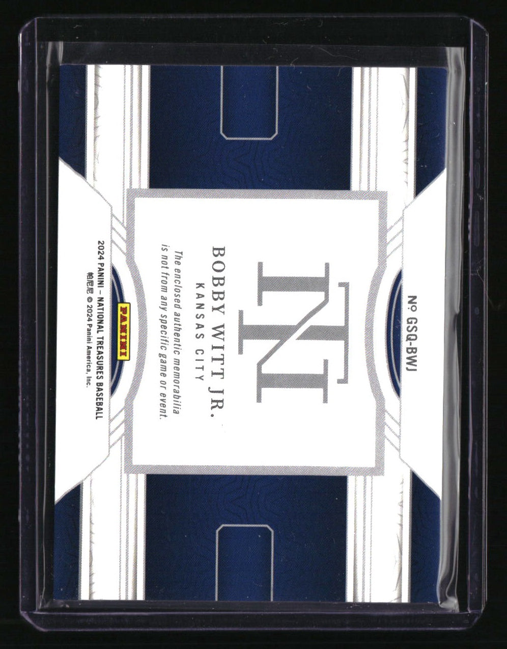 2024 Panini National Treasures Bobby Witt Jr. Game Gear Swatches Quad #/99