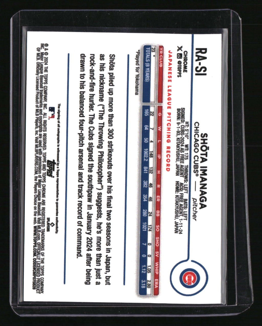 2024 Topps Chrome Shōta Imanaga Rookie Autographs
