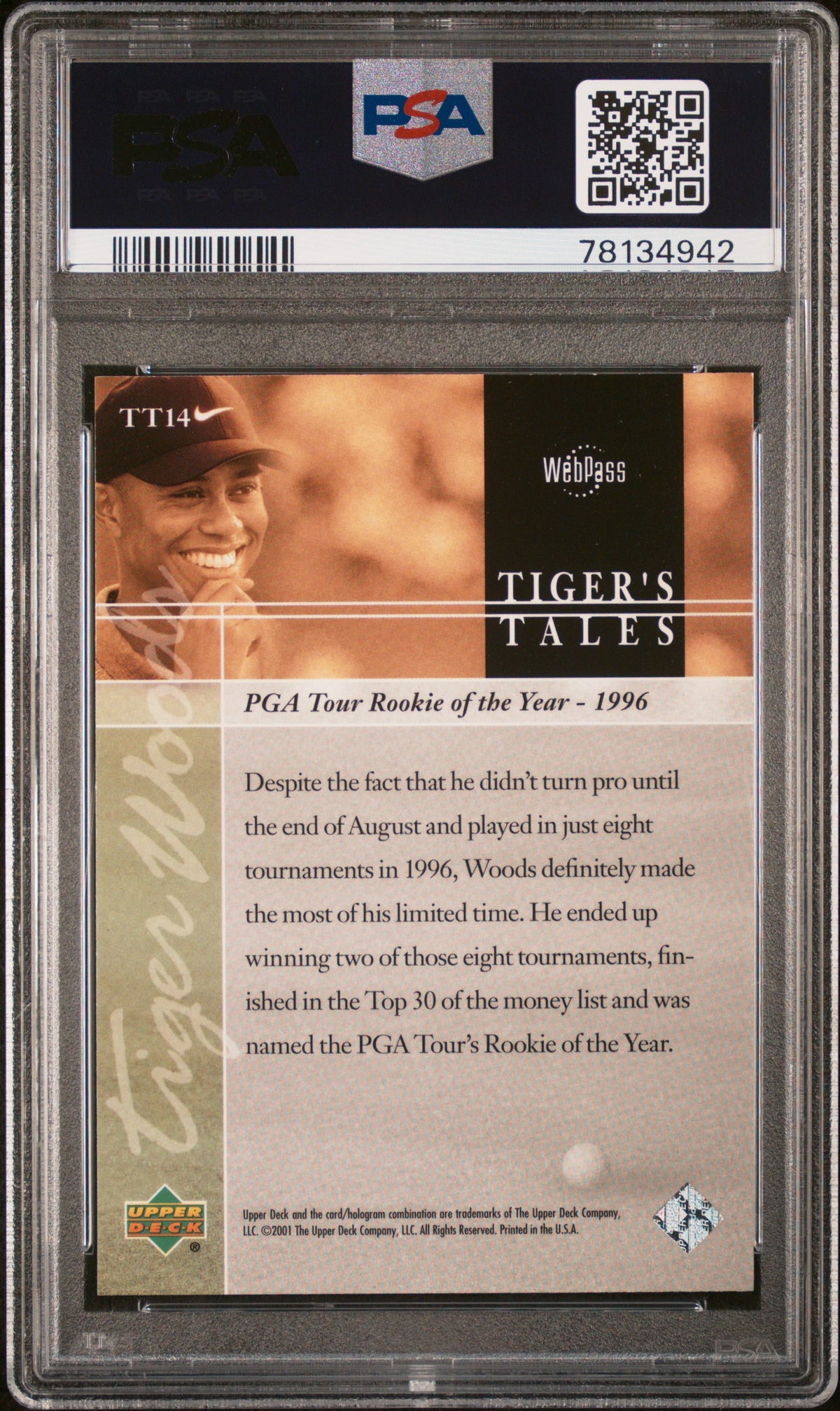 2001 Upper Deck Tiger'S Tales Tiger Woods #TT14 PSA 9