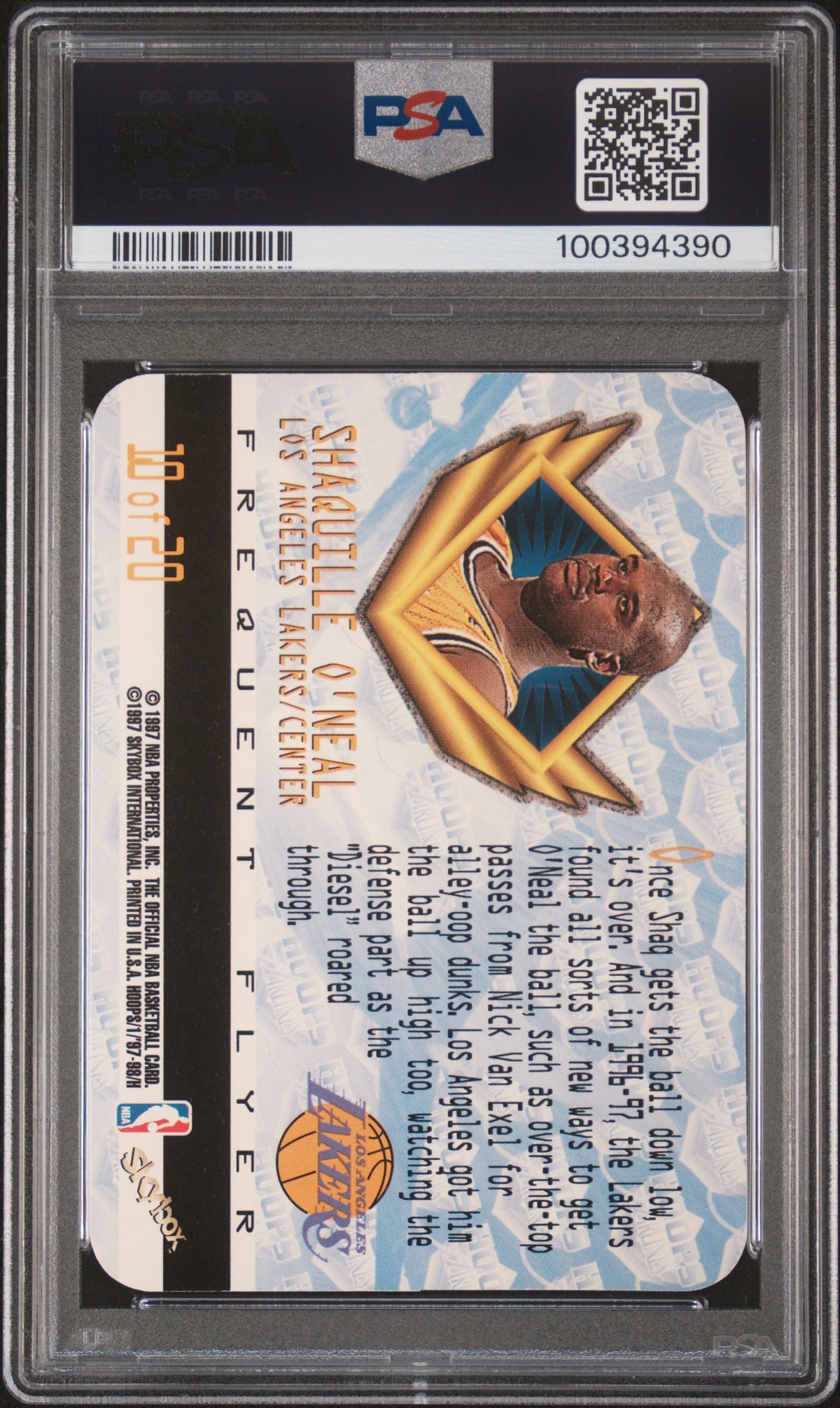 1997 Hoops Frequent Flyer Club Shaquille O&#39;Neal Frequent Flyer Club PSA 9