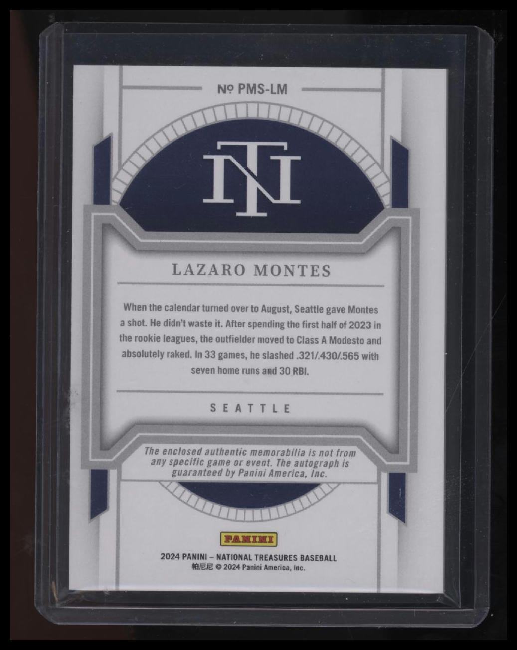 2024 Panini National Treasures Lazaro Montes Prospect Material Signatures #/99