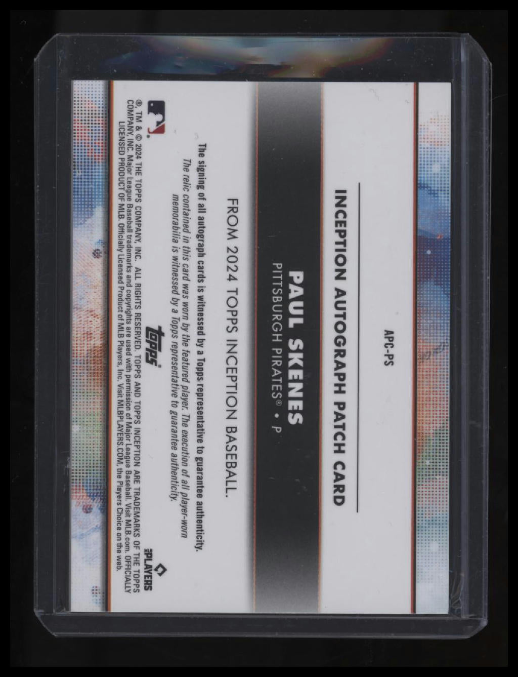 2024 Topps Inception Paul Skenes Rookie Patch Auto #/25 First On Print