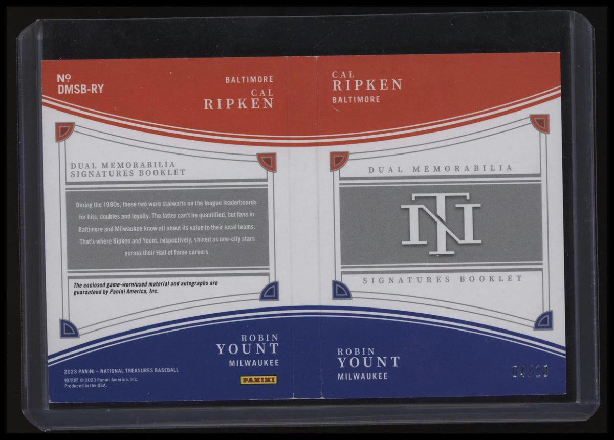 2024 Panini National Treasures Cal Ripken / Robin Yount Dual Signatures Booklet