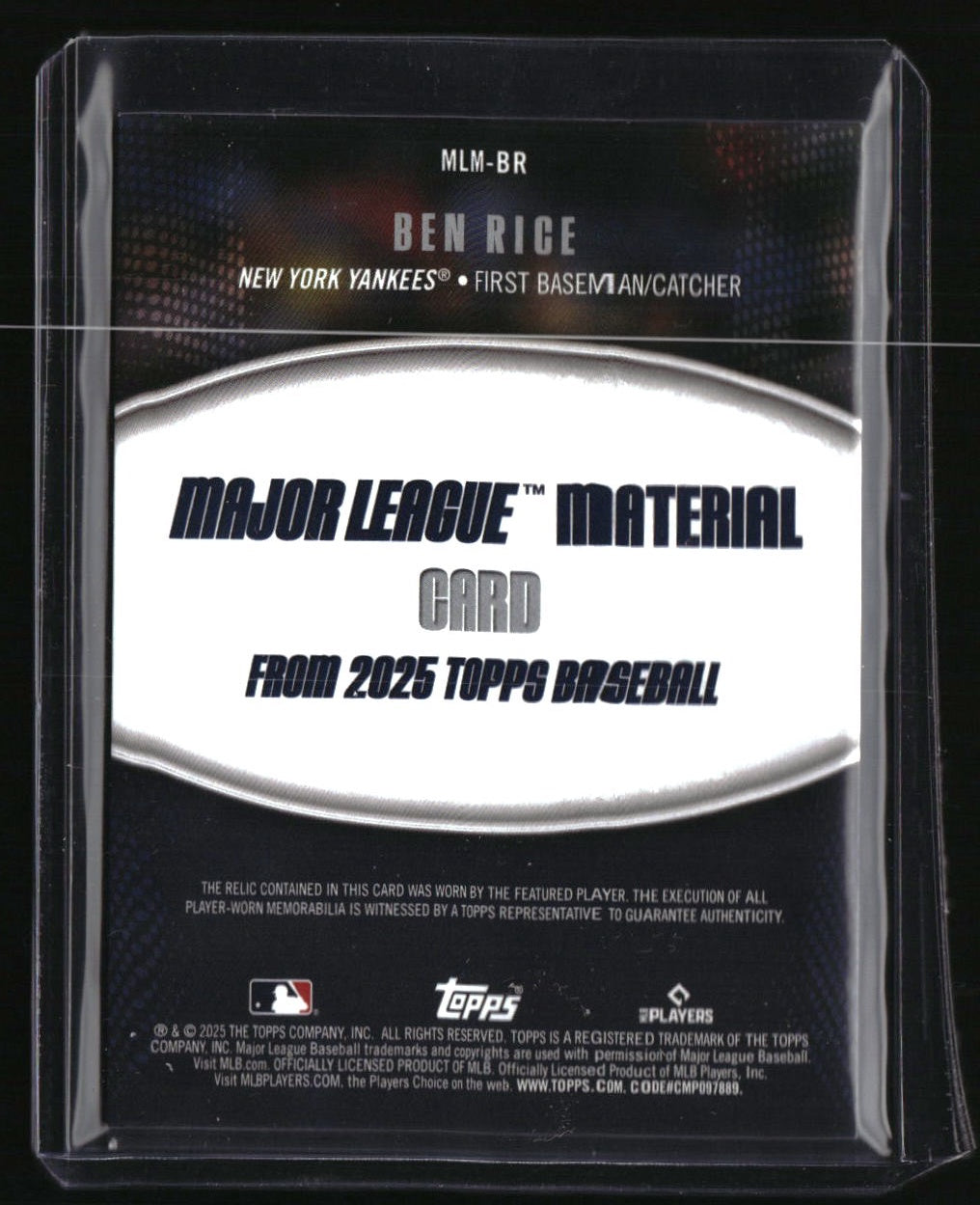 2025 Topps Ben Rice Major League Material Relics (Series One)