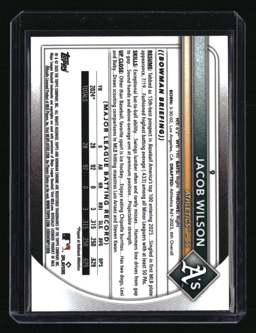 2025 Bowman Jacob Wilson Bowman Chrome Red Rookie Logo