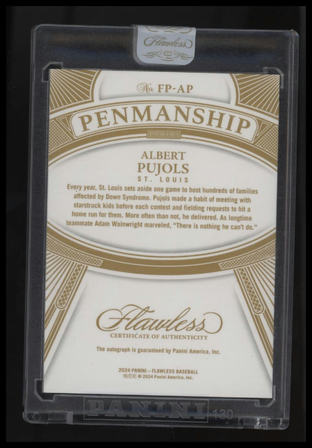 2024 Panini Flawless Albert Pujols Flawless Penmanship Autograph Emerald #/5