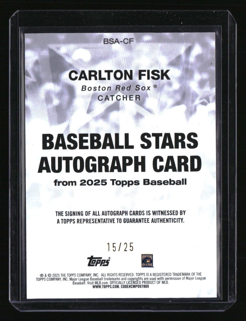 2025 Topps Carlton Fisk Baseball Stars Autographs Orange (Series Two) #/25