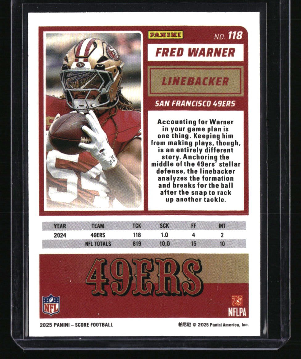 2025 Score Fred Warner Red Zone #4/20