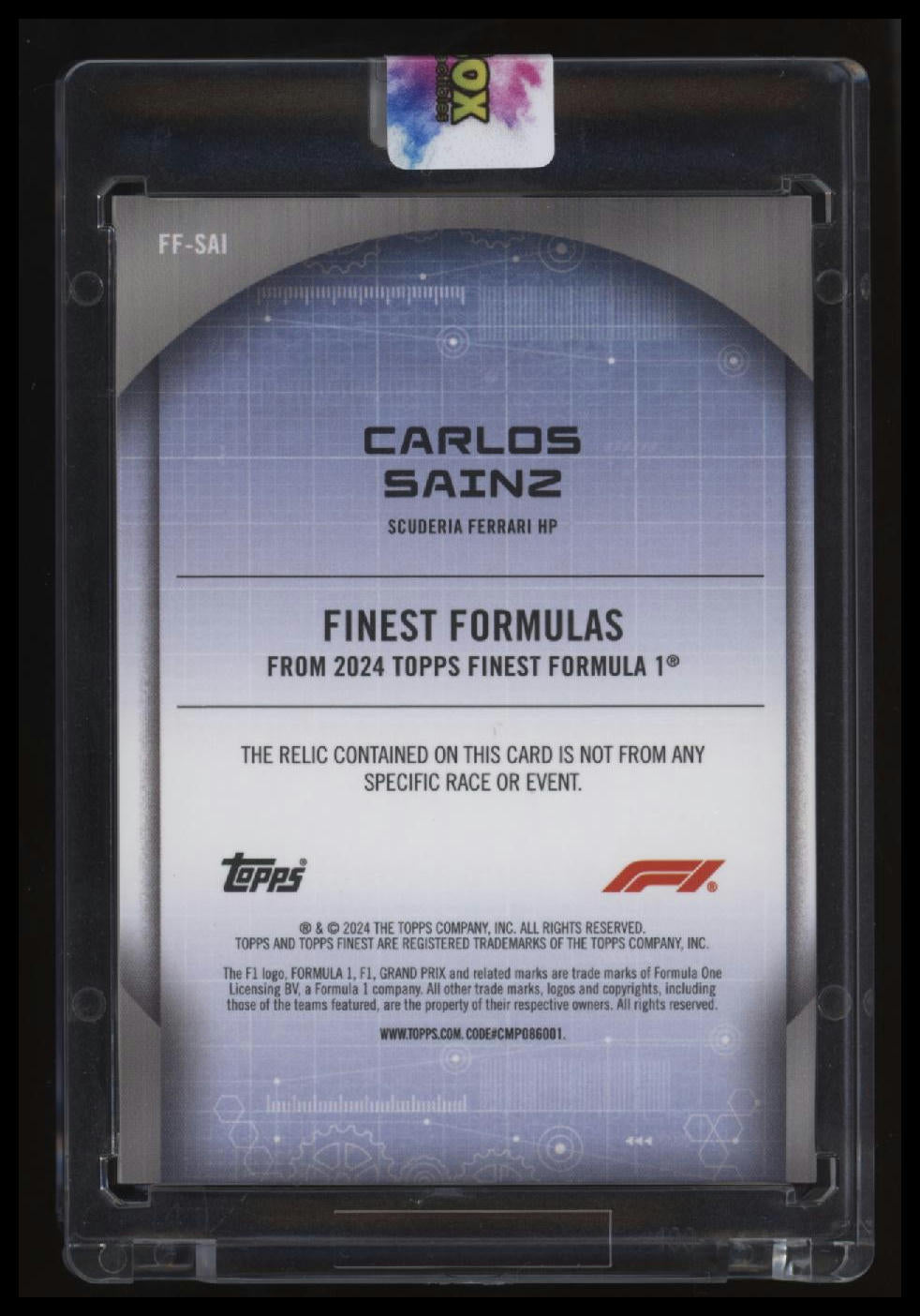 2024 Topps Finest Formula 1 Carlos Sainz Finest Formulas Gold #/25