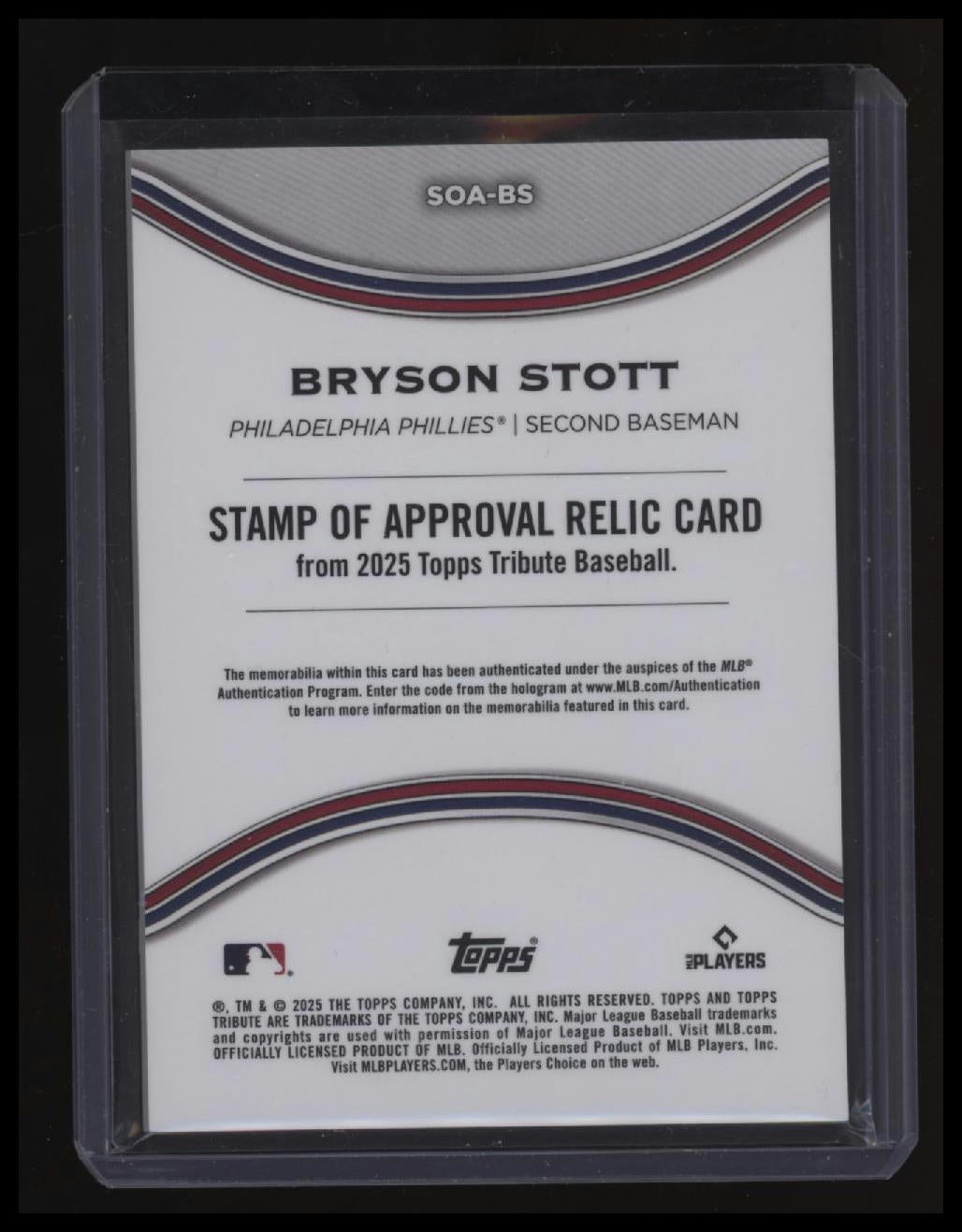 2025 Topps Tribute Bryson Stott Stamp of Approval Orange #/25